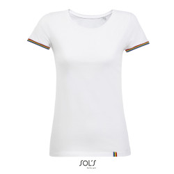 T-SHIRT RAINBOW WOMEN DONNA BIANCO  155GR M/CORTA G/COLLO SOL'S