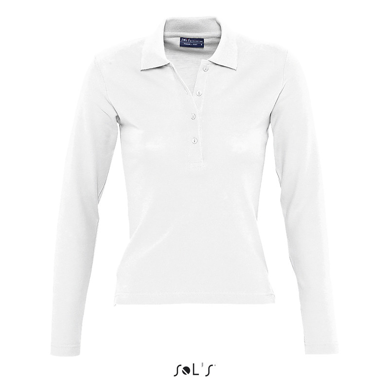 POLO PODIUM BIANCO DONNA M/LUNGA 210 GR SOL'S