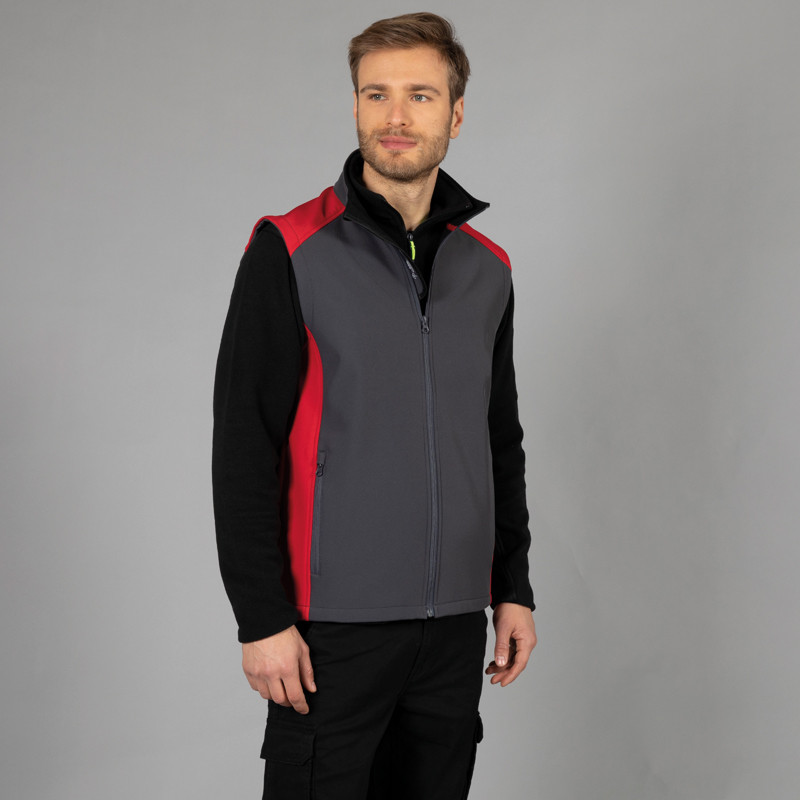 GILET CAMPIGLIO BICOLORE IN SOFTSHELL A 2 STRATI IMPERMEABILE JRC