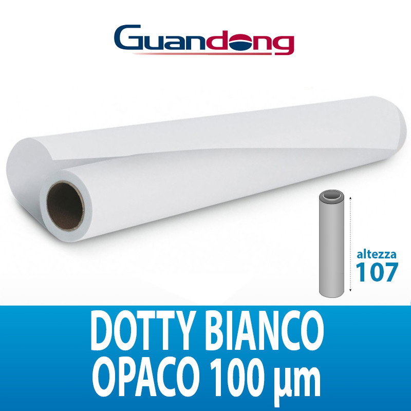 PVC ADESIVO MURALE DOTTY BIANCO OPACO 100MIC 50MTL GUANDONG H107