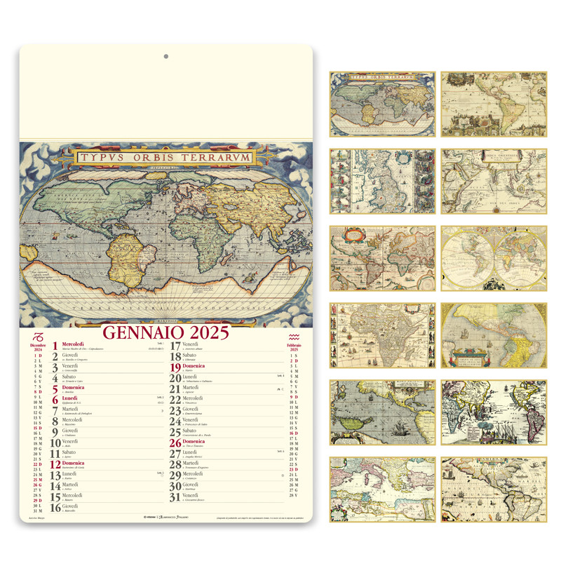 CALENDARIO ANTICHIZZATO ANTICHE MAPPE 12 FG