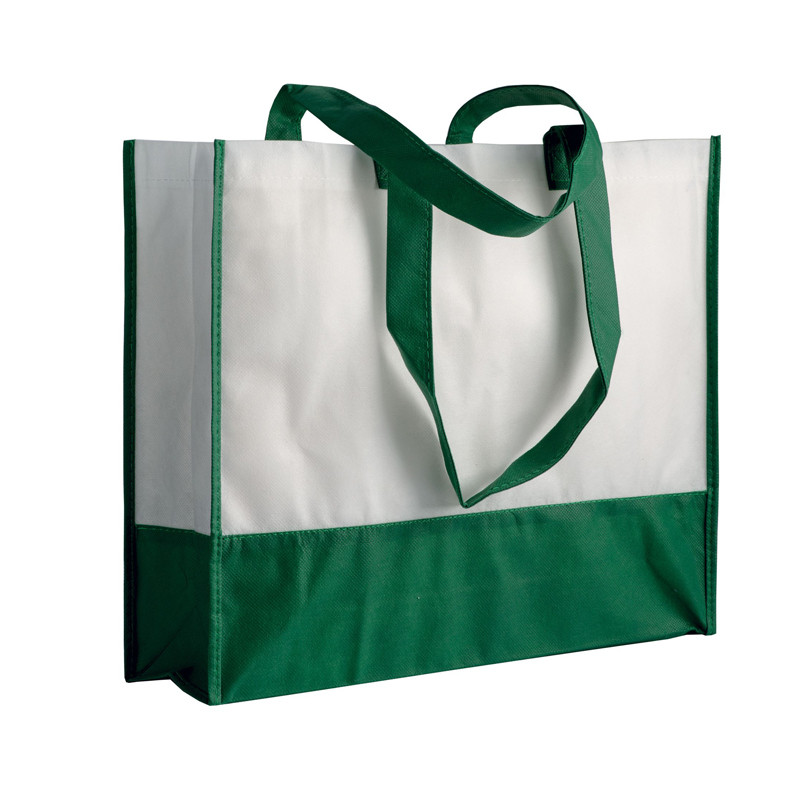 BORSA SHOPPER BICOLORE CON SOFFIETTO IN TNT 40X35X12